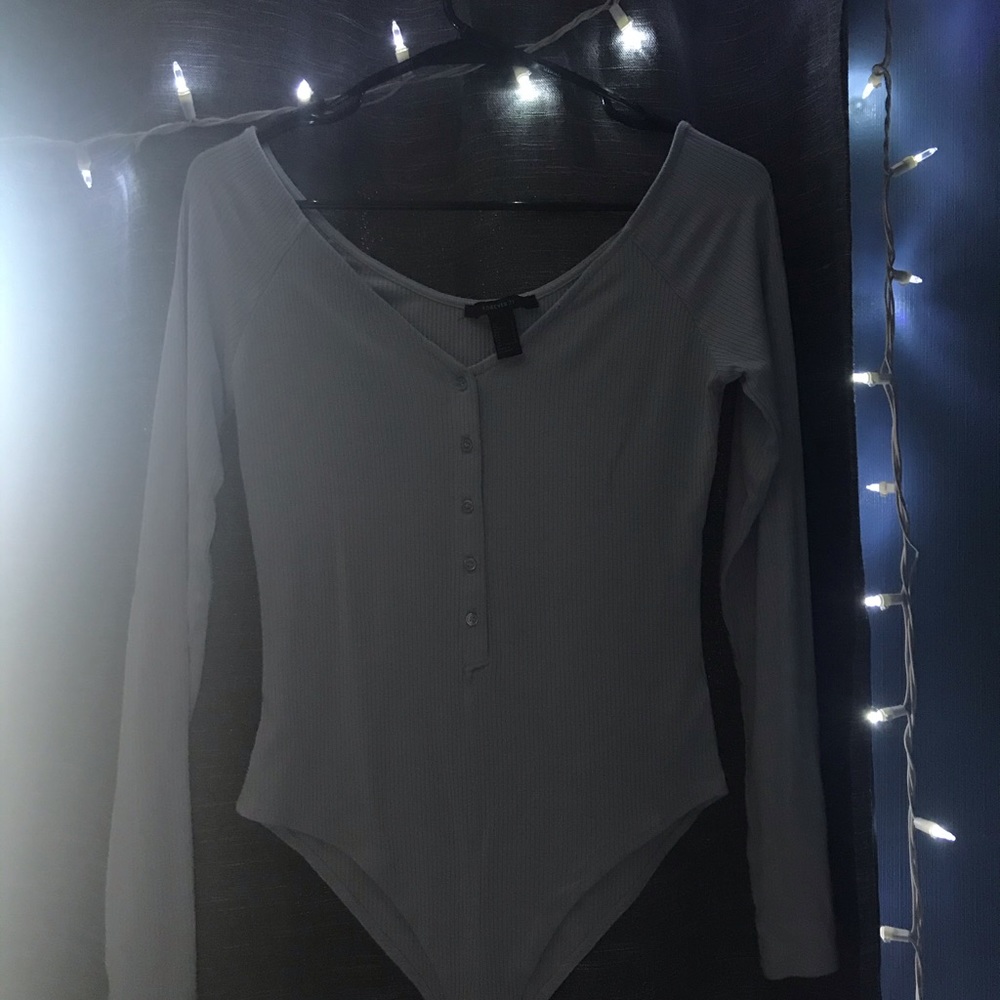 light blue bodysuit with v neck(forever 21 size L)